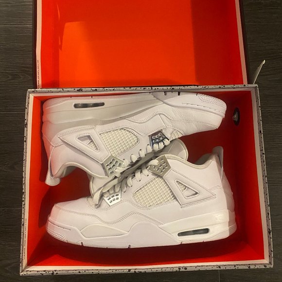 White Air Jordan Retro 4 Mens Sneakers - Picture 2 of 10